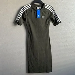 adidas | Dresses | Adidas Originals Olive Green Logo Dress